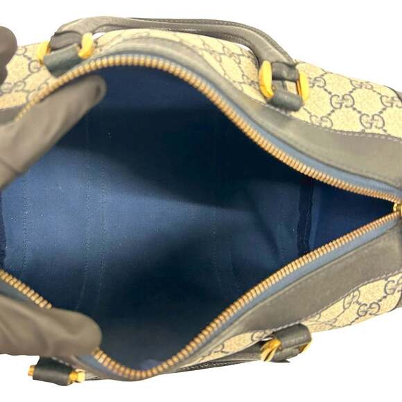 GUCCI Old Gucci GG Leather Handbag, Mini Boston Bag, Tote Navy 67786 - Picture 9 of 9